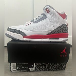 Jordan 3 Retro Sneakers - White, Red, and Gray